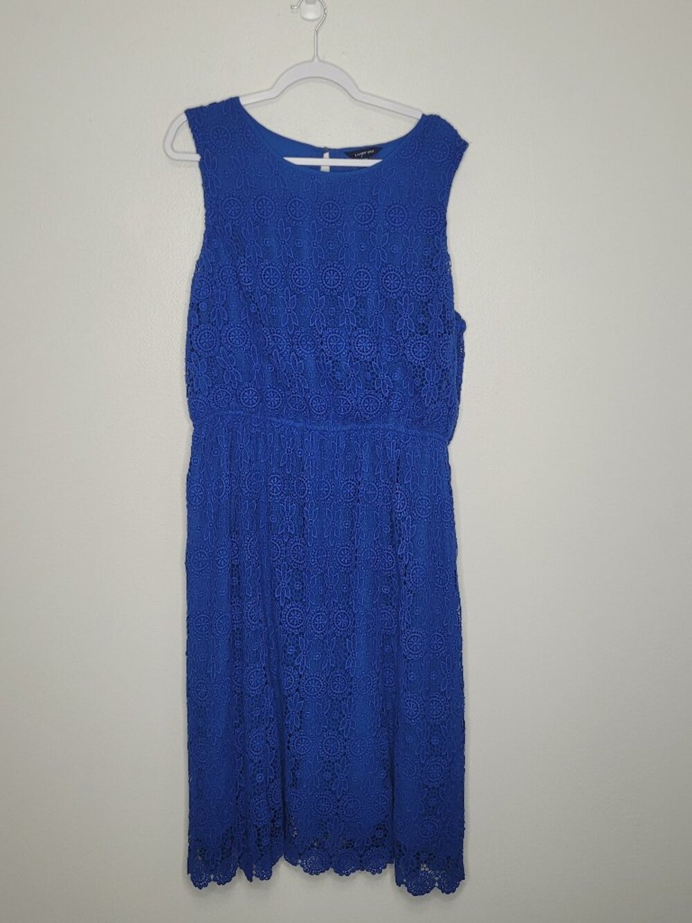 Lands' End Cobalt Blue Crochet Sleeveless Wedding Guest Dress crochet size 20w
